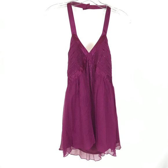 NWT Express Purple Pure Silk Jeweled Party Top - Picture 1 of 4